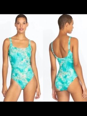 Calme Johnny Was NWT Large Aqua Torquoise One-Piece Swimsuit $158